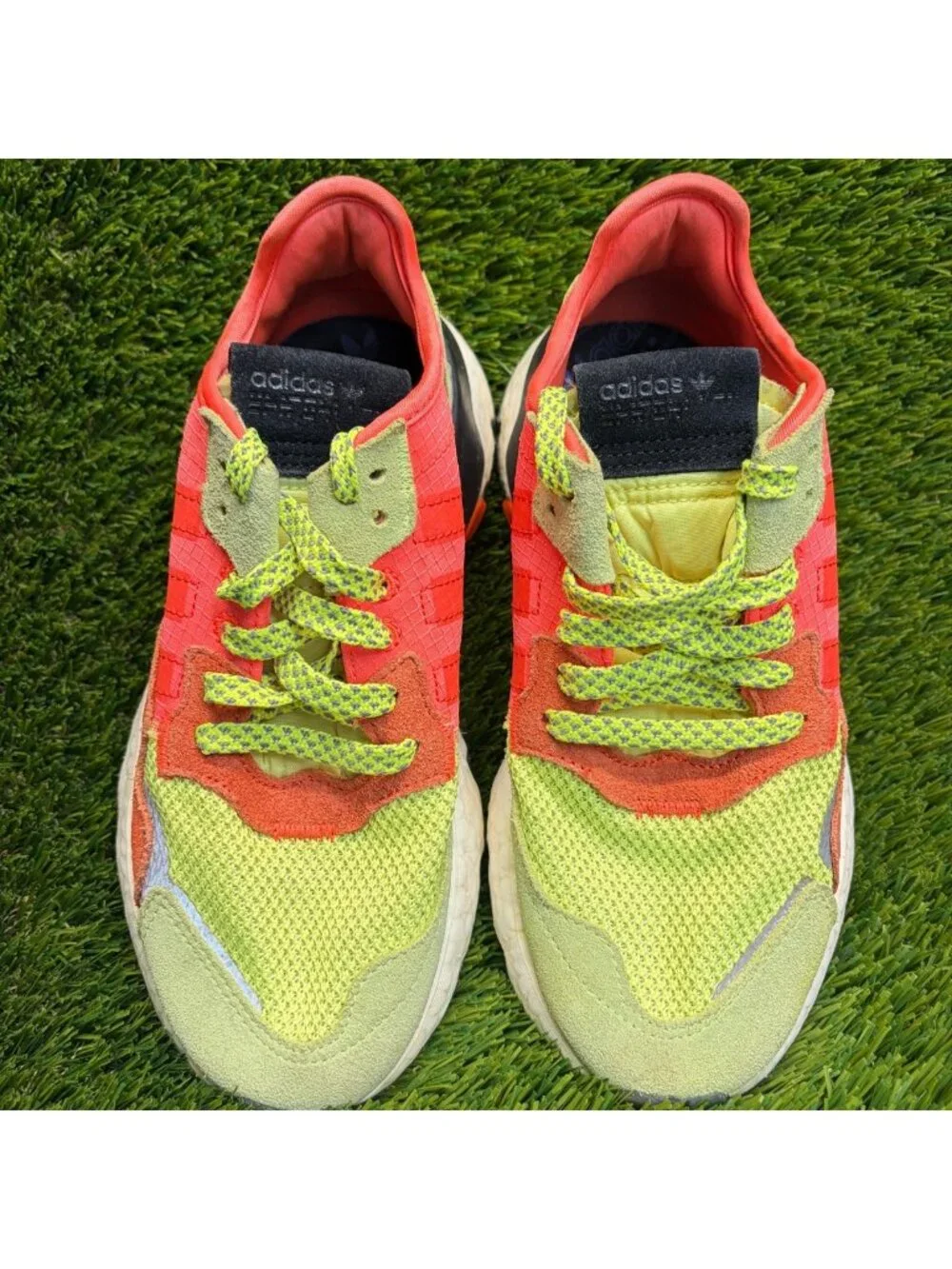 Adidas Nite Jogger Size? Boys Size 5Y Neon Orange White Athletic Shoes Sneakers